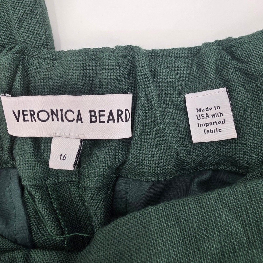 VERONICA BEARD MARBEAU PANTS WOMENS SIZE 16 GREEN TROUSERS PLEATED LINEN ***READ - Picture 6 of 16